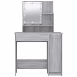 vidaXL Dressing Table with LED Vanity Table Makeup Vanity Desk Cosmetic Table - Grey sonoma - Additional view 4
