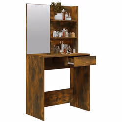 vidaXL Dressing Table with Mirror Bedroom Makeup Vanity Desk Cosmetic Table - Smoked oak - Additional view 5