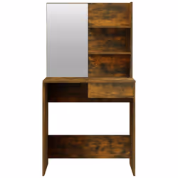 vidaXL Dressing Table with Mirror Bedroom Makeup Vanity Desk Cosmetic Table - Smoked oak - Additional view 6