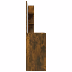 vidaXL Dressing Table with Mirror Bedroom Makeup Vanity Desk Cosmetic Table - Smoked oak - Additional view 8