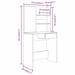 vidaXL Dressing Table with Mirror Bedroom Makeup Vanity Desk Cosmetic Table - Grey sonoma - Additional view 5