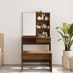vidaXL Dressing Table with Mirror Bedroom Makeup Vanity Desk Cosmetic Table - Brown oak