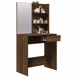 vidaXL Dressing Table with Mirror Bedroom Makeup Vanity Desk Cosmetic Table - Brown oak - Additional view 5
