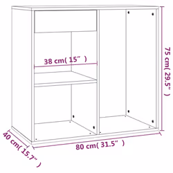 vidaXL Cosmetic Cabinet Dressing Room Storage Makeup Cupboard Engineered Wood - smoked oak - Additional view 4