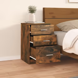 vidaXL Bed Cabinet Engineered Wood Nightstand End Side Table Multi Colours - Smoked Oak - Additional view 2