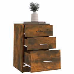 vidaXL Bed Cabinet Engineered Wood Nightstand End Side Table Multi Colours - Smoked Oak - Additional view 4