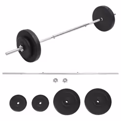vidaXL Barbell with Plates Set 30 kg Dumbbell Weight Plate Free Weight Set