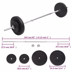 vidaXL Barbell with Plates Set 30 kg Dumbbell Weight Plate Free Weight Set - Additional view 4