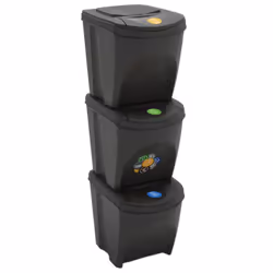 vidaXL Stackable Dustbins Outdoor Rubbish Bin Trash Waste Garbage Bin 4 pcs - grey, 75 L