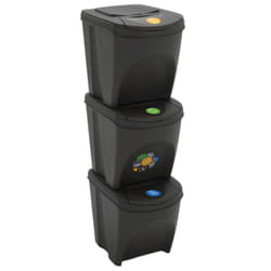 vidaXL Stackable Dustbins Outdoor Rubbish Bin Trash Waste Garbage Bin 4 pcs - grey, 75 L