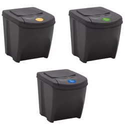 vidaXL Stackable Dustbins Outdoor Rubbish Bin Trash Waste Garbage Bin 4 pcs - grey, 75 L