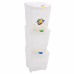 vidaXL 3x Stackable Garbage Bin Boxes White 75 L Polypropylene Garbage Can
