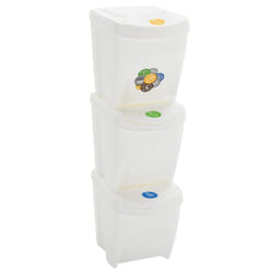 vidaXL 3x Stackable Garbage Bin Boxes White 75 L Polypropylene Garbage Can