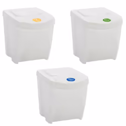 vidaXL 3x Stackable Garbage Bin Boxes White 75 L Polypropylene Garbage Can