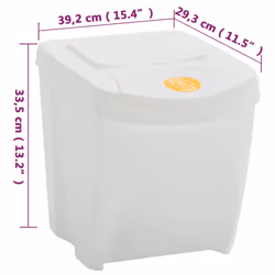 vidaXL 3x Stackable Garbage Bin Boxes White 75 L Polypropylene Garbage Can - Additional view 8