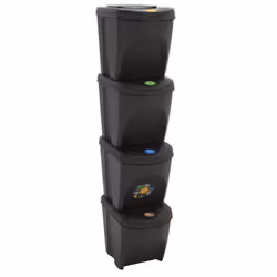vidaXL Stackable Dustbins Outdoor Rubbish Bin Trash Waste Garbage Bin 4 pcs - grey, 100 L