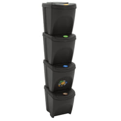 vidaXL Stackable Dustbins Outdoor Rubbish Bin Trash Waste Garbage Bin 4 pcs - grey, 100 L