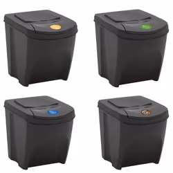 vidaXL Stackable Dustbins Outdoor Rubbish Bin Trash Waste Garbage Bin 4 pcs - grey, 100 L