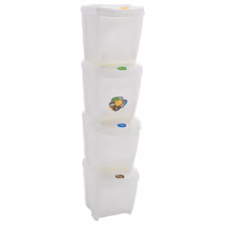 vidaXL Stackable Dustbins Outdoor Rubbish Bin Trash Waste Garbage Bin 4 pcs - white, 100 L