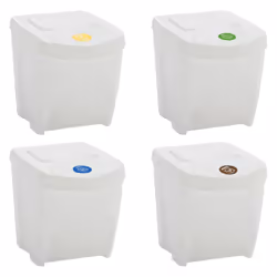 vidaXL Stackable Dustbins Outdoor Rubbish Bin Trash Waste Garbage Bin 4 pcs - white, 100 L