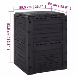 vidaXL Garden Composter Black 280 L Polypropylene Compost Tumbler Waste Box