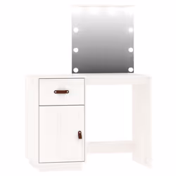 vidaXL Solid Wood Pine Dressing Table Set with LED Vanity Desk Multi Colours - white - Additional view 7