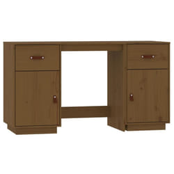 vidaXL Solid Wood Pine Desk with Cabinets Computer Study Desk Multi Colours - Honey brown