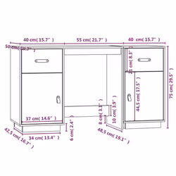 vidaXL Solid Wood Pine Desk with Cabinets Computer Study Desk Multi Colours - Black