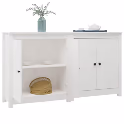 vidaXL 2x Solid Wood Pine Sideboards Storage Cabinet Cupboard Multi Colours - white