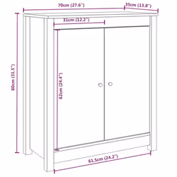 vidaXL 2x Solid Wood Pine Sideboards Storage Cabinet Cupboard Multi Colours - white
