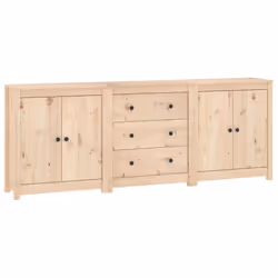 vidaXL Solid Wood Pine Sideboard Wooden Cabinet Home Organiser Multi Colours - Brown