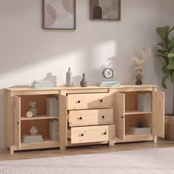 vidaXL Solid Wood Pine Sideboard Wooden Cabinet Home Organiser Multi Colours - Brown