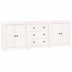 vidaXL Solid Wood Pine Sideboard Wooden Cabinet Home Organiser Multi Colours - White