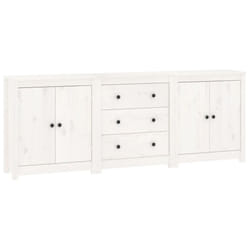 vidaXL Solid Wood Pine Sideboard Wooden Cabinet Home Organiser Multi Colours - White