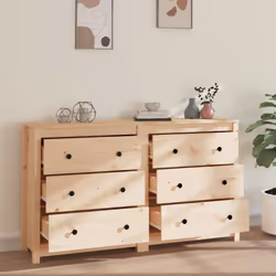 vidaXL Solid Wood Pine Sideboard Side Cabinet Home Organiser Multi Colours - Brown