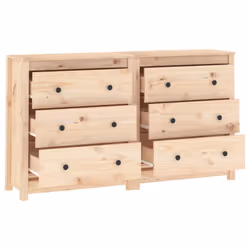 vidaXL Solid Wood Pine Sideboard Side Cabinet Home Organiser Multi Colours - Brown - Additional view 4