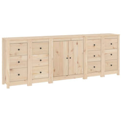 vidaXL Solid Wood Pine Sideboards Wooden Cabinet Home Organiser Multi Colours - Brown