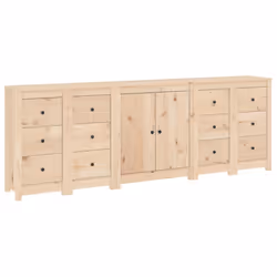 vidaXL Solid Wood Pine Sideboards Wooden Cabinet Home Organiser Multi Colours - Brown