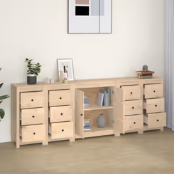 vidaXL Solid Wood Pine Sideboards Wooden Cabinet Home Organiser Multi Colours - Brown