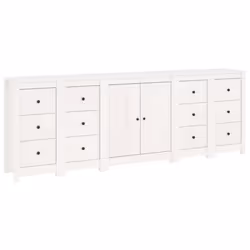 vidaXL Solid Wood Pine Sideboards Wooden Cabinet Home Organiser Multi Colours - White