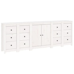 vidaXL Solid Wood Pine Sideboards Wooden Cabinet Home Organiser Multi Colours - White