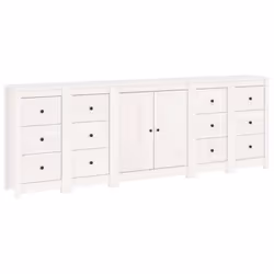 vidaXL Solid Wood Pine Sideboards Wooden Cabinet Home Organiser Multi Colours - White