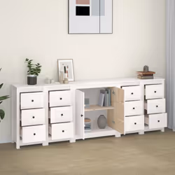 vidaXL Solid Wood Pine Sideboards Wooden Cabinet Home Organiser Multi Colours - White