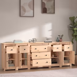 vidaXL Solid Wood Pine Sideboard Side Cabinet Home Organiser Multi Colours - Brown