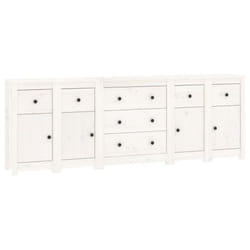 vidaXL Solid Wood Pine Sideboard Side Cabinet Home Organiser Multi Colours - White