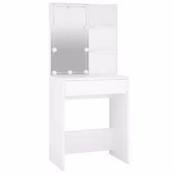 vidaXL Dressing Table Set with LED White Engineered Wood Bedroom Vanity Desk - Additional view 7