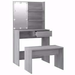vidaXL Dressing Table Set with LED Grey Sonoma Engineered Wood Makeup Table - Additional view 7