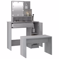 vidaXL Dressing Table Set with LED Grey Sonoma Engineered Wood Makeup Table - Additional view 4