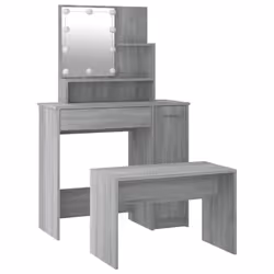vidaXL Dressing Table Set with LED Grey Sonoma Engineered Wood Makeup Table - Additional view 5