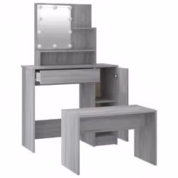 vidaXL Dressing Table Set with LED Grey Sonoma Engineered Wood Makeup Table - Additional view 6